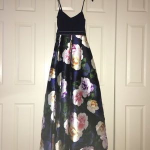 Navy Blue Floral Gown